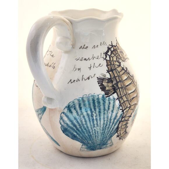 PITCHER/VASE-MAXCERA-STAMP SEAHORSE-Large Pourer-Seahorse Ocean Motif-10 Cups - Picture 6 of 11
